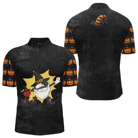 Polo Pétanque Halloween Sorcière Dabbing Noir - Homme Femme - Polo Zippé Homme