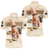 Polo Pétanque Homme Beige - Idée Cadeau Boules - Polo Homme