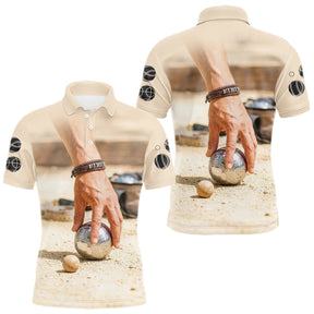 Polo Pétanque Homme Beige - Idée Cadeau Boules - Polo Homme
