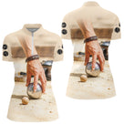 Polo Pétanque Homme Beige - Idée Cadeau Boules - Polo Zippé Femme