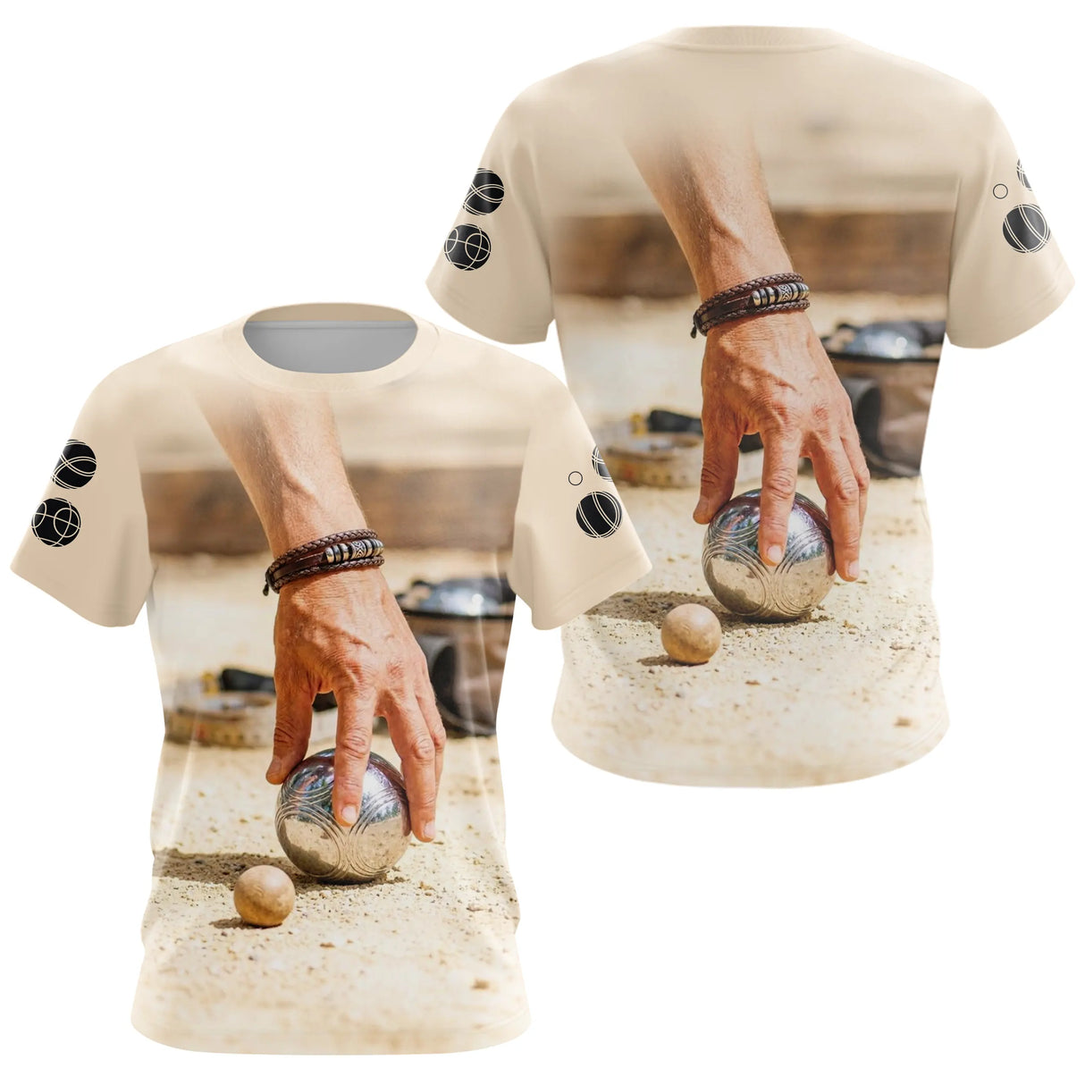 Polo Pétanque Homme Beige - Idée Cadeau Boules - T-Shirt Femme