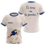 Polo Pétanque Homme Femme - Beige & Bleu Personnalisé - T-Shirt Femme