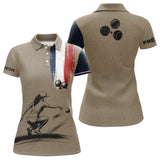 Polo Pétanque Homme Femme - Beige & Bleu Tricolore Personnalisé - Polo Femme