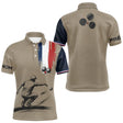Polo Pétanque Homme Femme - Beige & Bleu Tricolore Personnalisé - Polo Homme