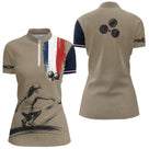 Polo Pétanque Homme Femme - Beige & Bleu Tricolore Personnalisé - Polo Zippé Femme