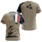 Polo Pétanque Homme Femme - Beige & Bleu Tricolore Personnalisé - T-Shirt Femme