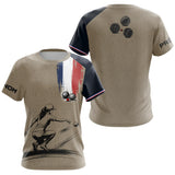Polo Pétanque Homme Femme - Beige & Bleu Tricolore Personnalisé - T-Shirt Femme
