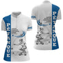 Polo Pétanque Homme Femme - Blanc & Bleu Club Bouliste - Polo Zippé Femme