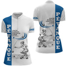 Polo Pétanque Homme Femme - Blanc & Bleu Club Bouliste - Polo Zippé Femme