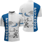 Polo Pétanque Homme Femme - Blanc & Bleu Club Bouliste - Polo Zippé Homme