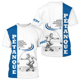 Polo Pétanque Homme Femme - Blanc & Bleu Club Bouliste - T-Shirt Homme