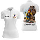 Polo Pétanque Homme Femme - Blanc & Coq Français - Polo Zippé Femme