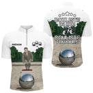 Polo Pétanque Homme Femme - Blanc Personnalisé Bouliste - Polo Zippé Homme
