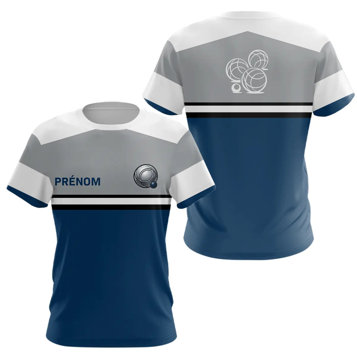 Polo Pétanque Homme Femme - Bleu Gris Personnalisé - T-Shirt Femme