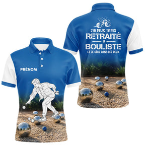 Polo Pétanque Homme Femme - Bleu Imprimé Prénom - Polo Homme