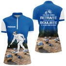 Polo Pétanque Homme Femme - Bleu Imprimé Prénom - Polo Zippé Femme