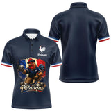 Polo Pétanque Homme Femme - Bleu & Marine Coq Gaulois - Polo Homme