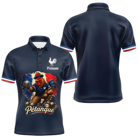 Polo Pétanque Homme Femme - Bleu & Marine Coq Gaulois - Polo Homme
