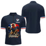 Polo Pétanque Homme Femme - Bleu & Marine Coq Gaulois - Polo Zippé Homme
