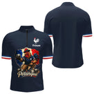 Polo Pétanque Homme Femme - Bleu & Marine Coq Gaulois - Polo Zippé Homme