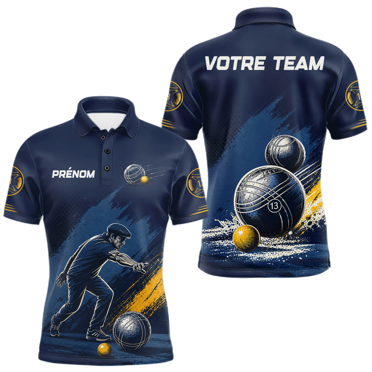 Polo Pétanque Homme Femme - Bleu Équipe Personnalisé - Polo Homme
