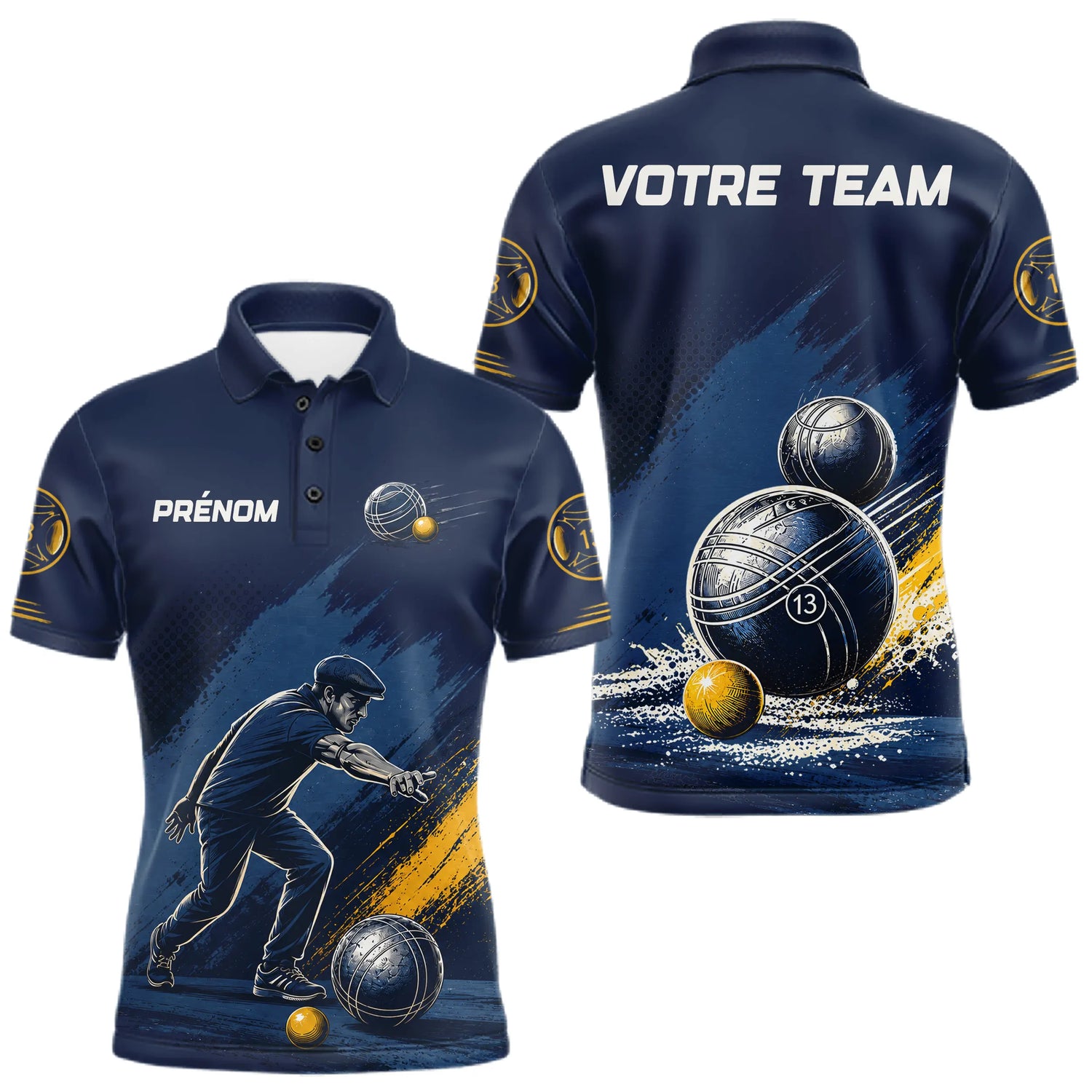 Polo Pétanque Homme Femme - Bleu Équipe Personnalisé - Polo Homme