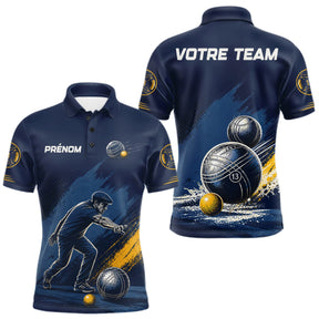 Polo Pétanque Homme Femme - Bleu Équipe Personnalisé - Polo Homme