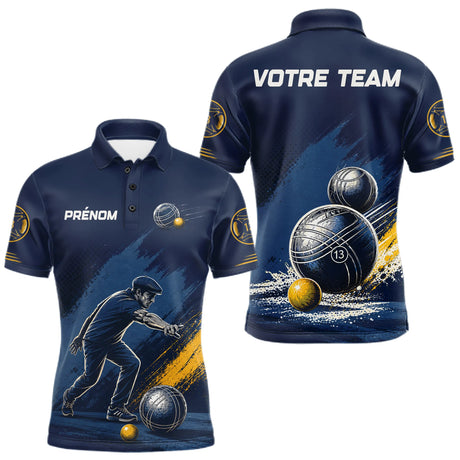 Polo Pétanque Homme Femme - Bleu Équipe Personnalisé - Polo Homme