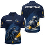 Polo Pétanque Homme Femme - Bleu Équipe Personnalisé - Polo Zippé Homme