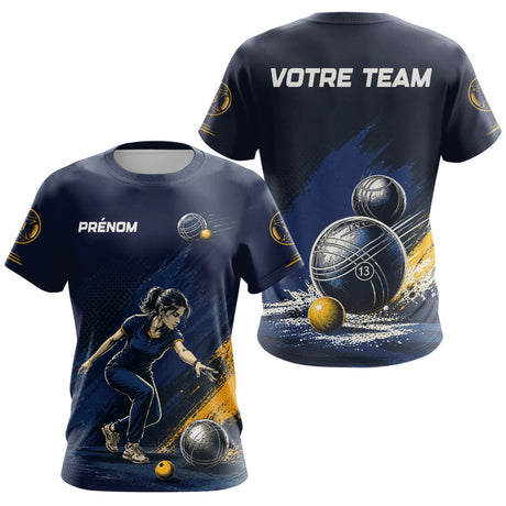 Polo Pétanque Homme Femme - Bleu Équipe Personnalisé - T-Shirt Femme