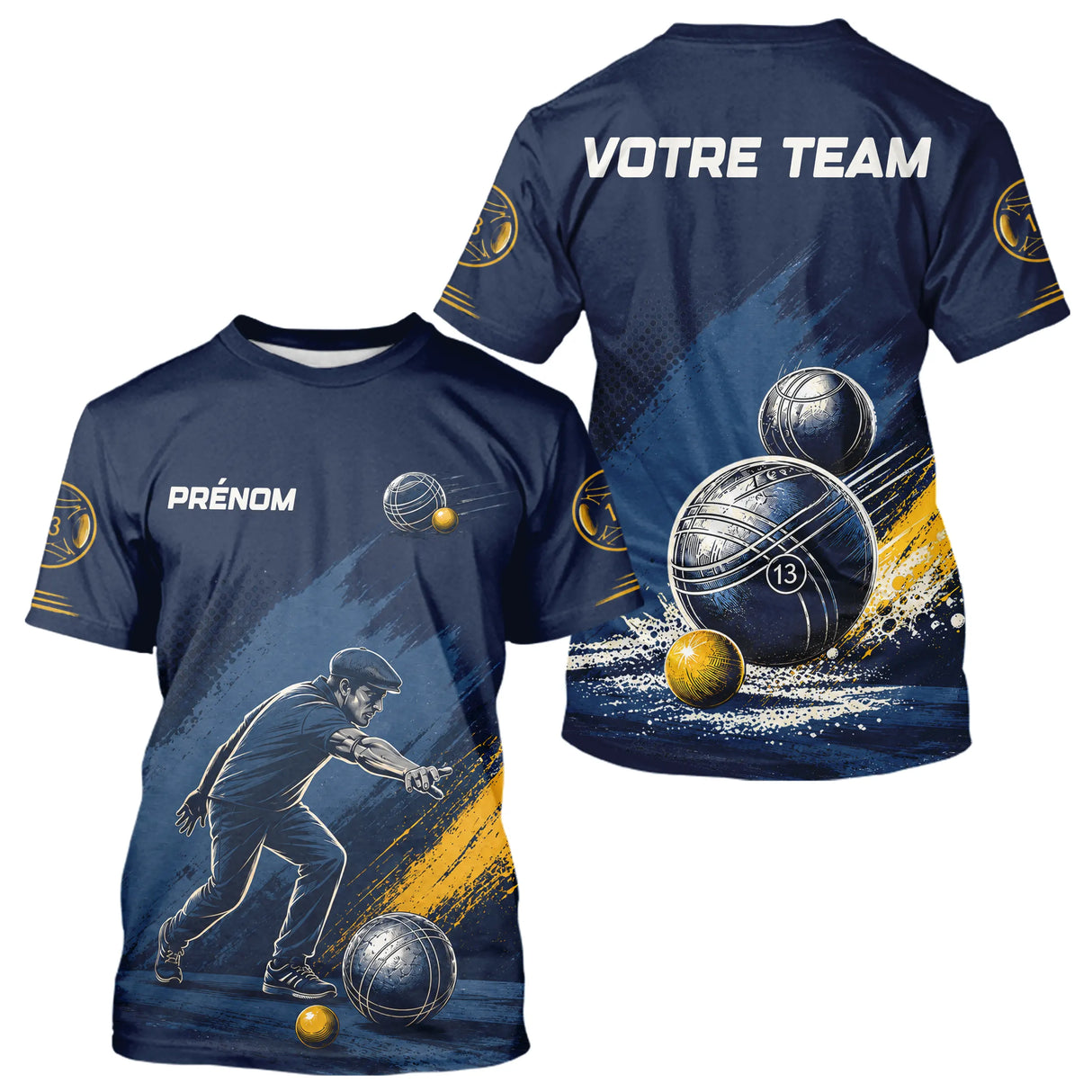 Polo Pétanque Homme Femme - Bleu Équipe Personnalisé - T-Shirt Homme