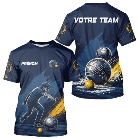 Polo Pétanque Homme Femme - Bleu Équipe Personnalisé - T-Shirt Homme