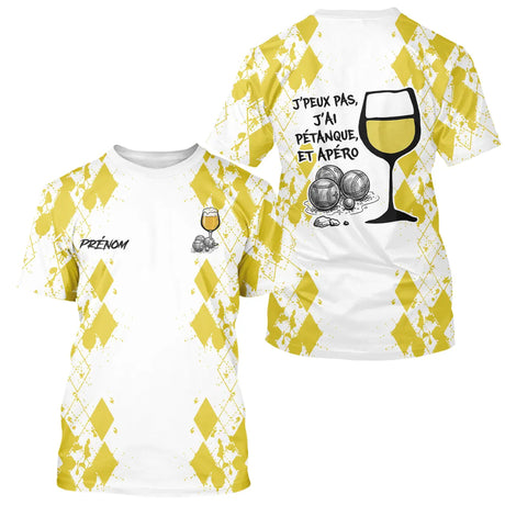 Polo Pétanque Homme Femme - Boules Apéro Blanc Jaune - T-Shirt Homme
