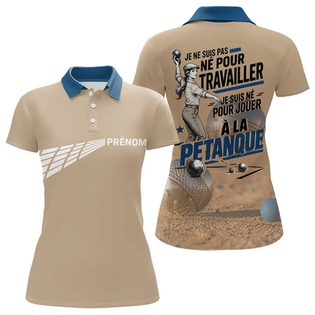Polo Pétanque Homme Femme - Boules Humour Beiges & Bleu - Polo Femme