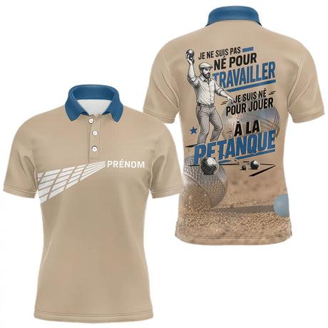 Polo Pétanque Homme Femme - Boules Humour Beiges & Bleu - Polo Homme
