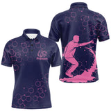 Polo Pétanque Homme Femme - Bouliste Navy et Rose Personnalisé - Polo Homme