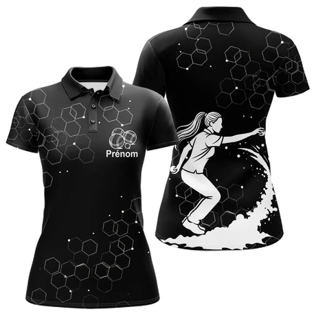 Polo Pétanque Homme Femme - Bouliste Noir Personnalisé - Polo Femme