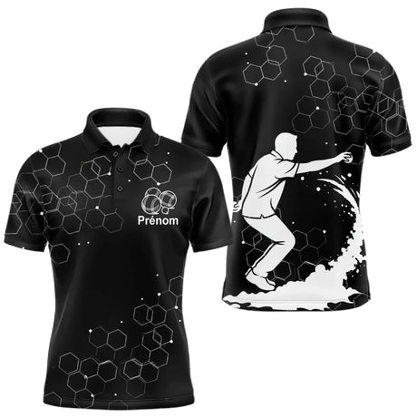 Polo Pétanque Homme Femme - Bouliste Noir Personnalisé - Polo Homme