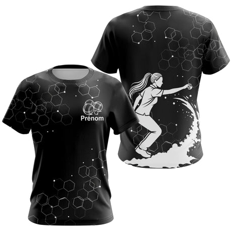 Polo Pétanque Homme Femme - Bouliste Noir Personnalisé - T-Shirt Femme