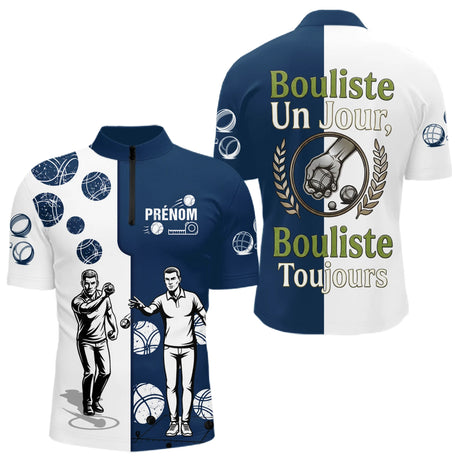 Polo Pétanque Homme Femme - Bouliste Un Jour Bouliste Toujours - Polo Zippé Homme