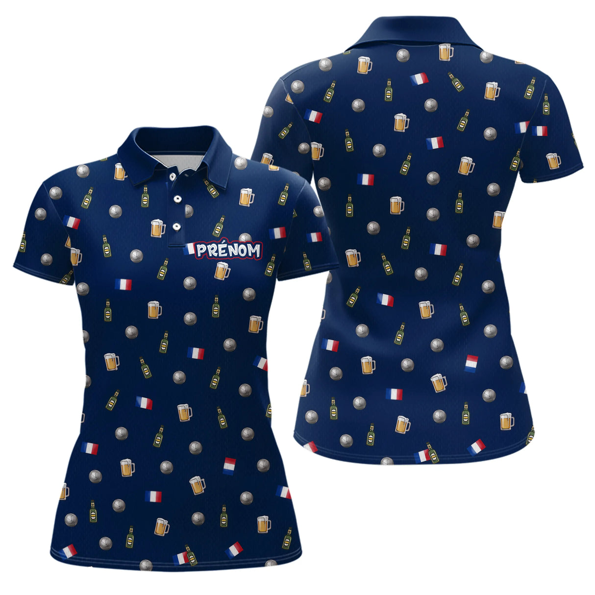 Polo Pétanque Homme Femme - Cadeau Boulistes & Bière Bleu - Polo Femme