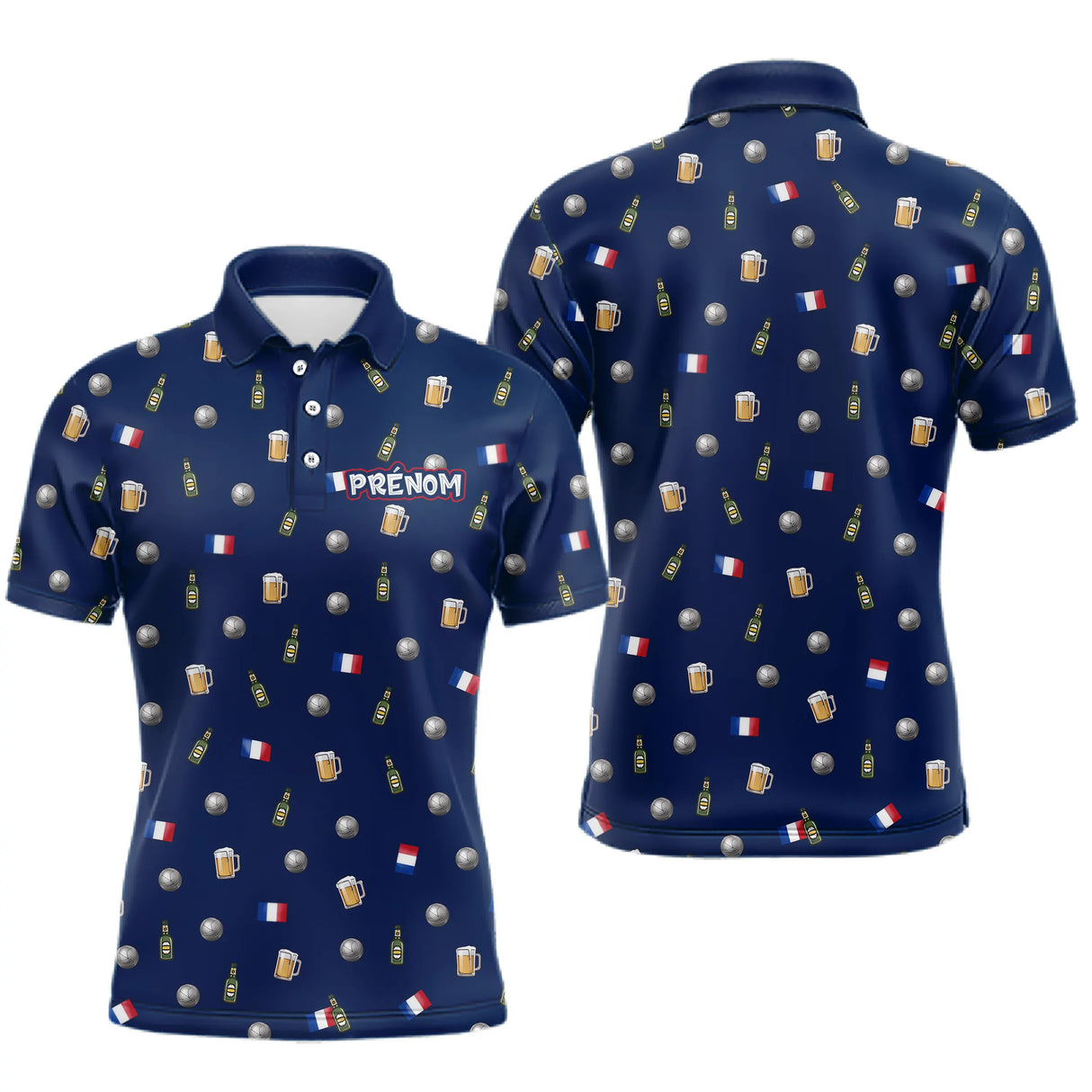 Polo Pétanque Homme Femme - Cadeau Boulistes & Bière Bleu - Polo Homme
