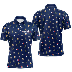 Polo Pétanque Homme Femme - Cadeau Boulistes & Bière Bleu - Polo Homme