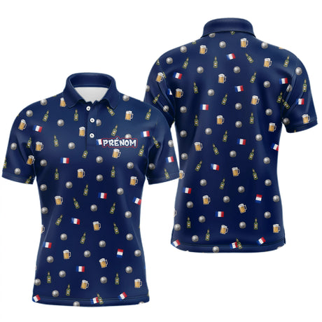 Polo Pétanque Homme Femme - Cadeau Boulistes & Bière Bleu - Polo Homme
