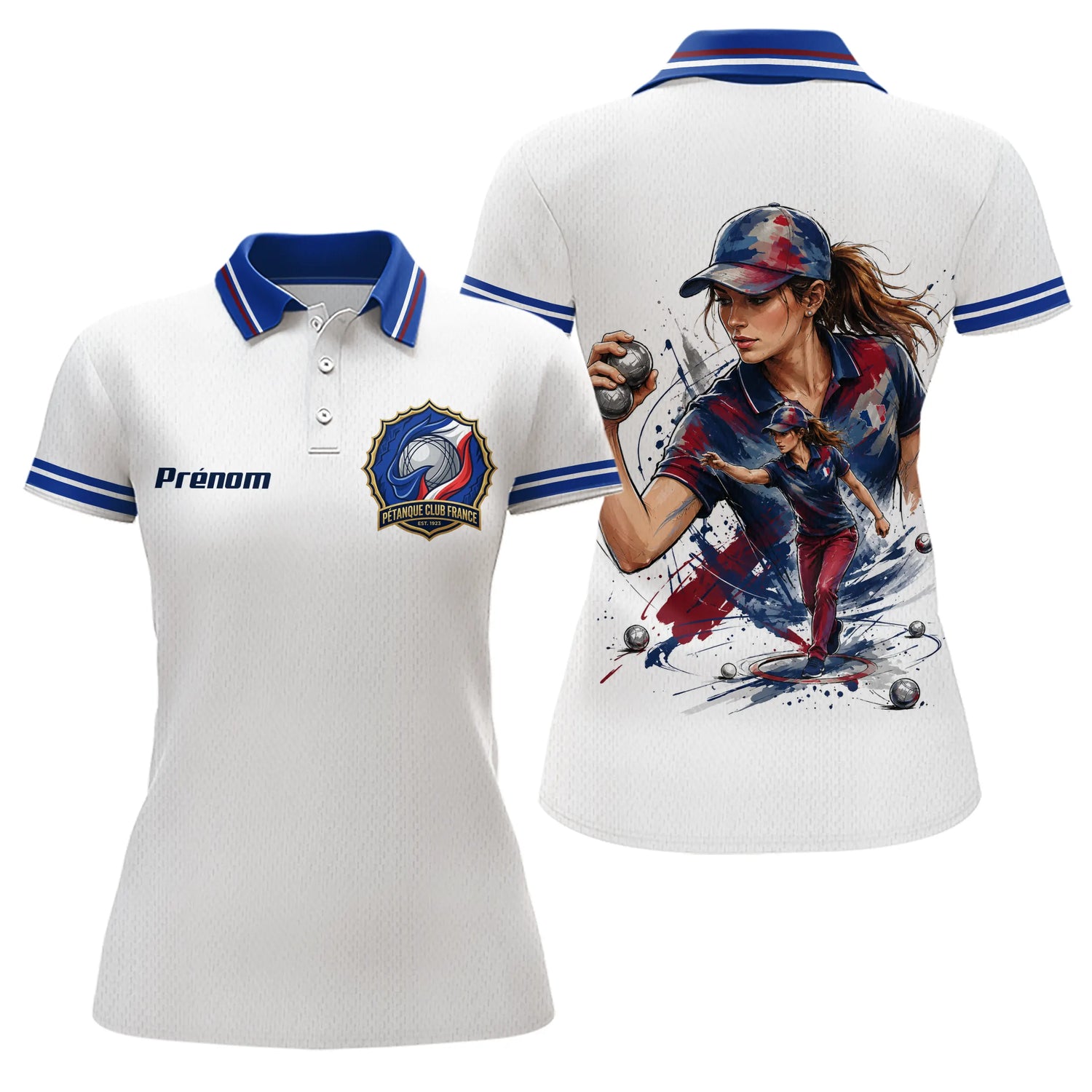 Polo Pétanque Homme Femme - Club Français Tricolore - Polo Femme