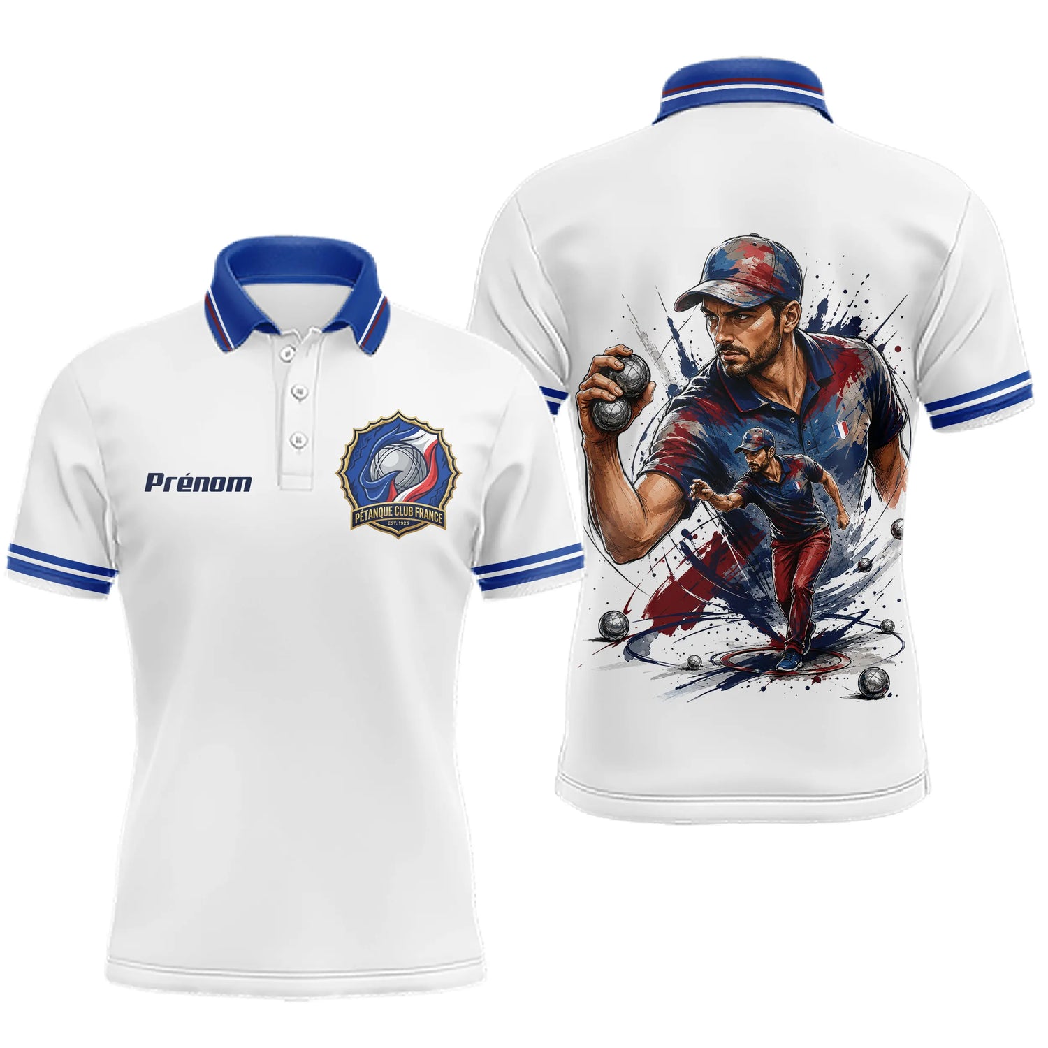 Polo Pétanque Homme Femme - Club Français Tricolore - Polo Homme