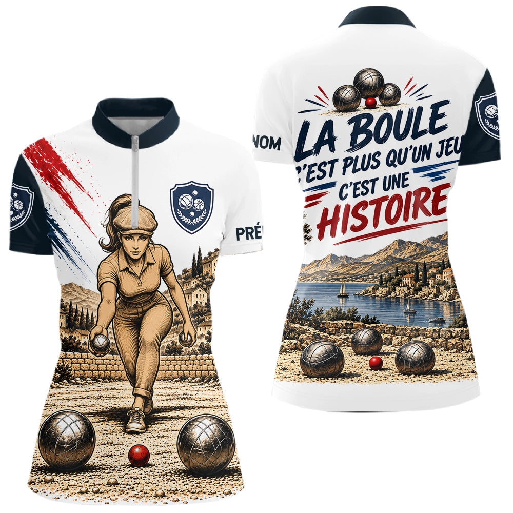 Polo Pétanque Homme Femme - Collection Méditerranée - Polo Zippé Femme