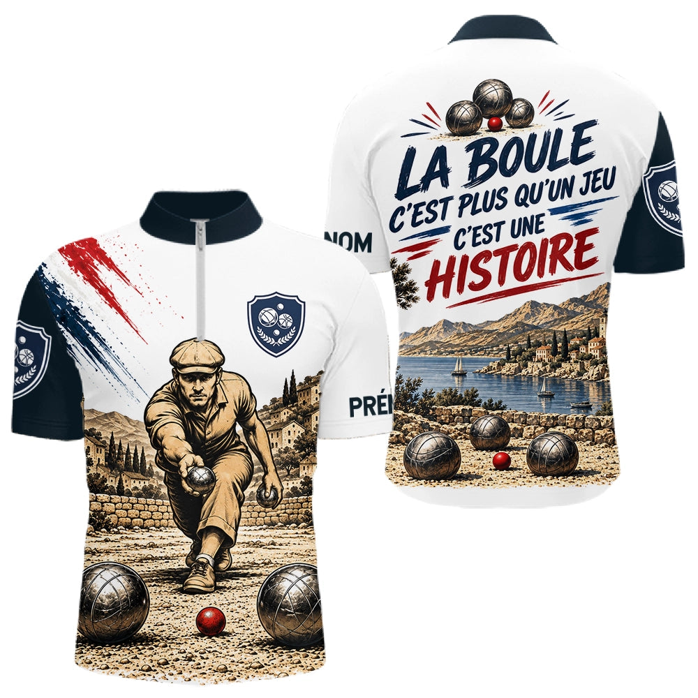 Polo Pétanque Homme Femme - Collection Méditerranée - Polo Zippé Homme