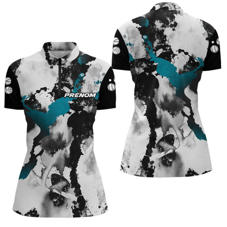 Polo Pétanque Homme Femme - Colour Noir & Turquoise - Polo Zippé Femme
