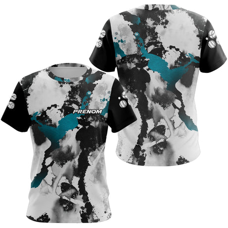 Polo Pétanque Homme Femme - Colour Noir & Turquoise - T-Shirt Femme